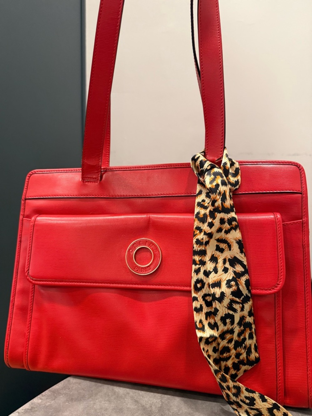 Celine Authentic Vintage Red Leather Shoulder Bag